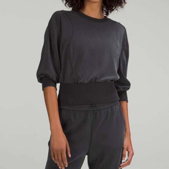 Lululemon Softstreme Ribbed-Hem Pullover Black size 10 - Picture 1 of 5